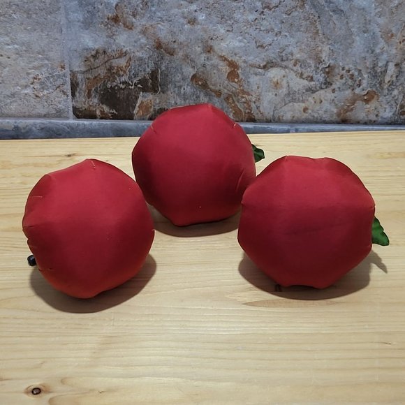 VTG Tomato Fruit Cloth Silk Fabric Set of 3 - Picture 5 of 12